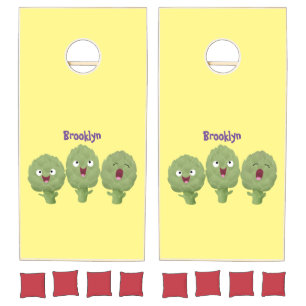 Cute singing artichokes vegetable cartoon cornhole set