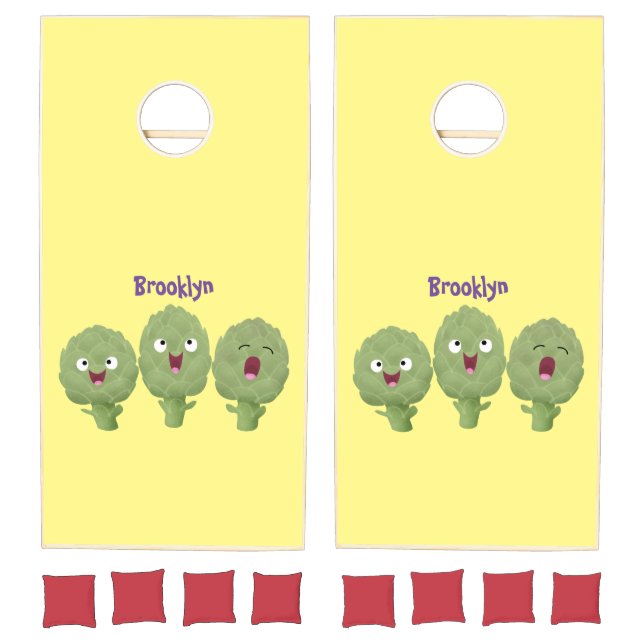 Cute singing artichokes vegetable cartoon cornhole set (Set)