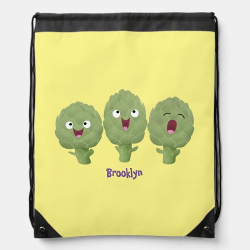 Cute singing artichokes vegetable cartoon drawstring bag