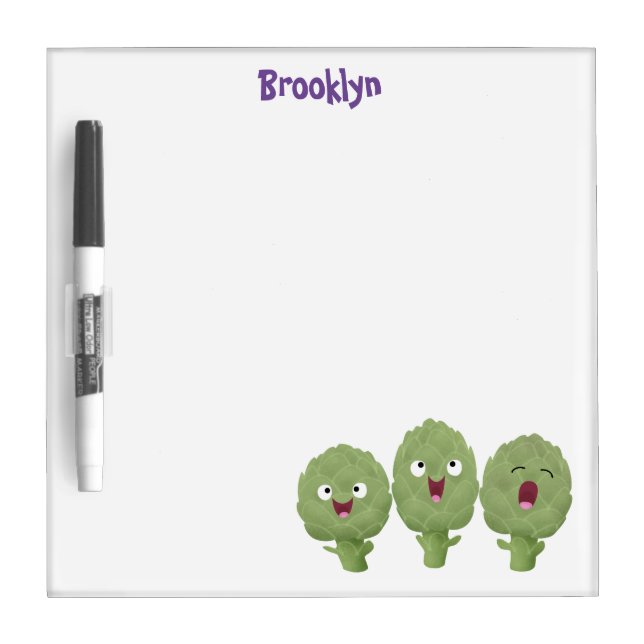 Cute singing artichokes vegetable cartoon dry erase board (Front)