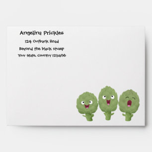 Cute singing artichokes vegetable cartoon envelope
