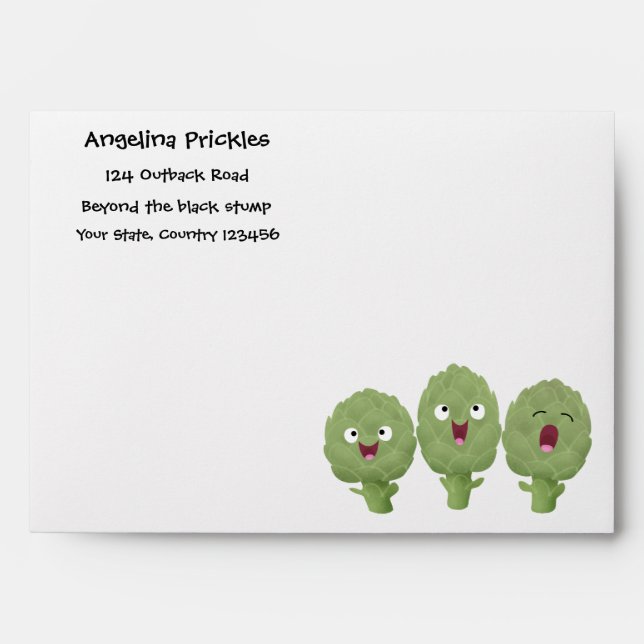 Cute singing artichokes vegetable cartoon envelope (Front)