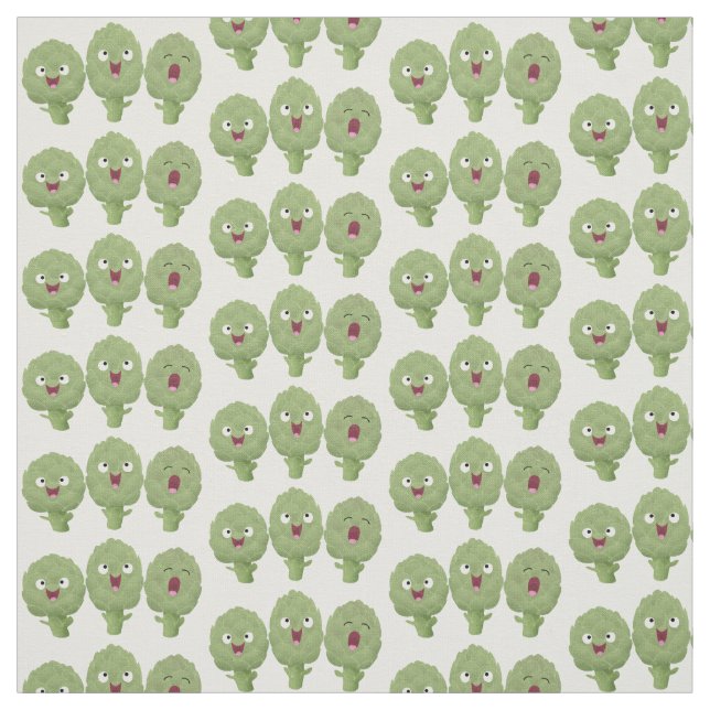 Cute singing artichokes vegetable cartoon fabric (Swatch)