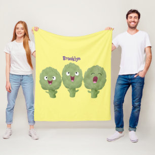 Cute singing artichokes vegetable cartoon fleece blanket