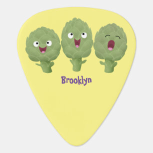 Cute singing artichokes vegetable cartoon guitar pick