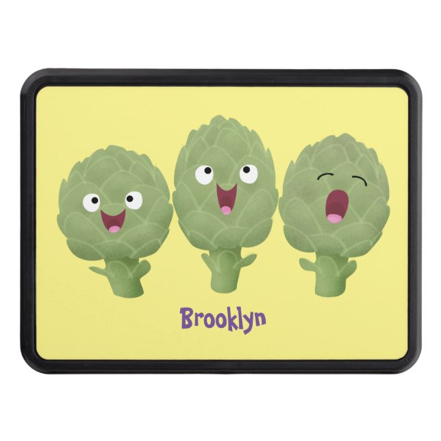 Cute singing artichokes vegetable cartoon  hitch cover (Front)