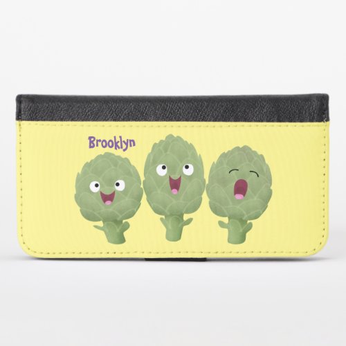 Cute singing artichokes vegetable cartoon iPhone x wallet case