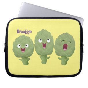 Cute singing artichokes vegetable cartoon laptop sleeve