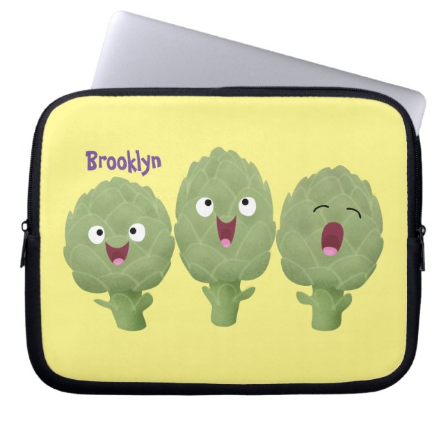 Cute singing artichokes vegetable cartoon laptop sleeve (Front)