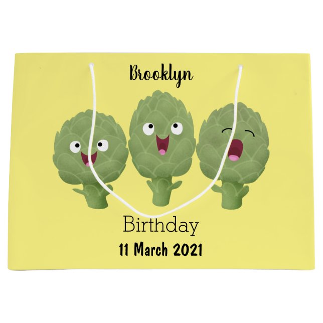 Cute singing artichokes vegetable cartoon large gift bag (Front)