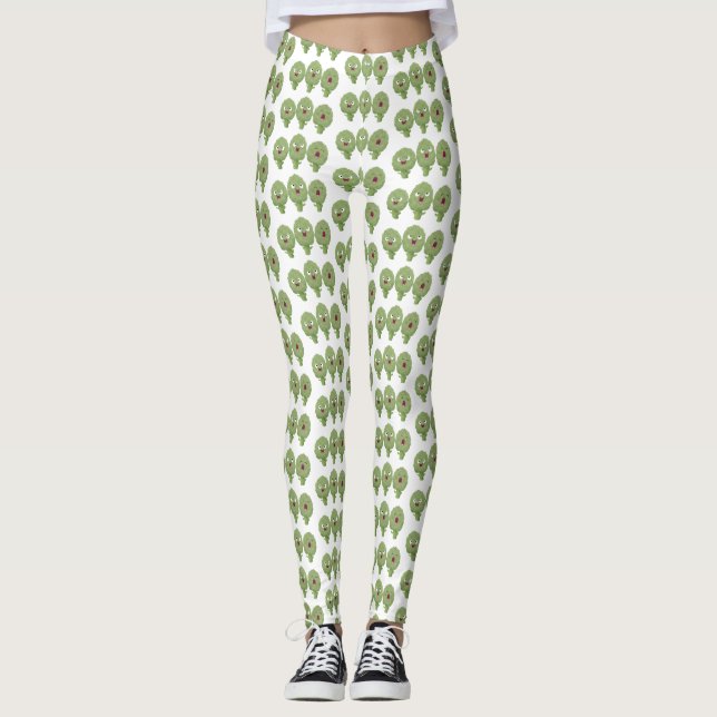 Cute singing artichokes vegetable cartoon leggings (Front)