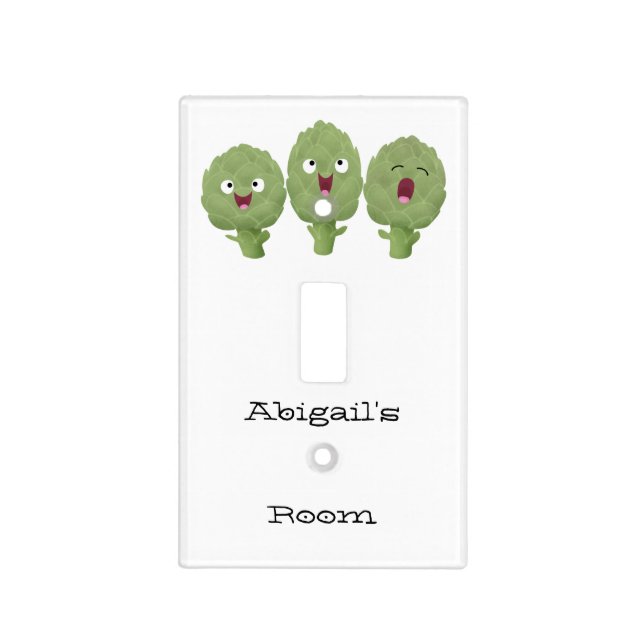 Cute singing artichokes vegetable cartoon light switch cover (Front)