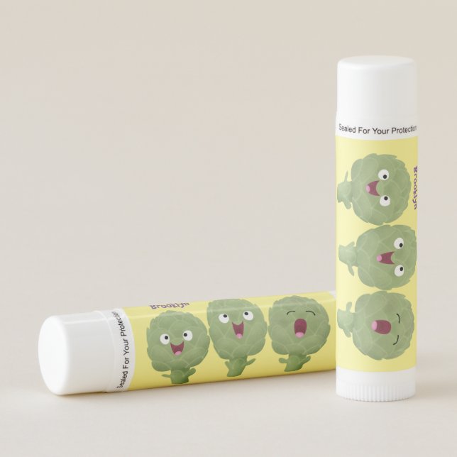 Cute singing artichokes vegetable cartoon lip balm (Front)