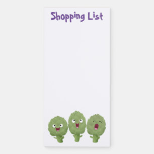 Cute singing artichokes vegetable cartoon magnetic notepad