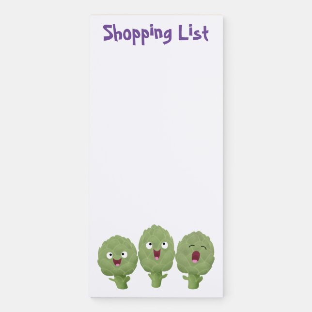 Cute singing artichokes vegetable cartoon  magnetic notepad (Front)