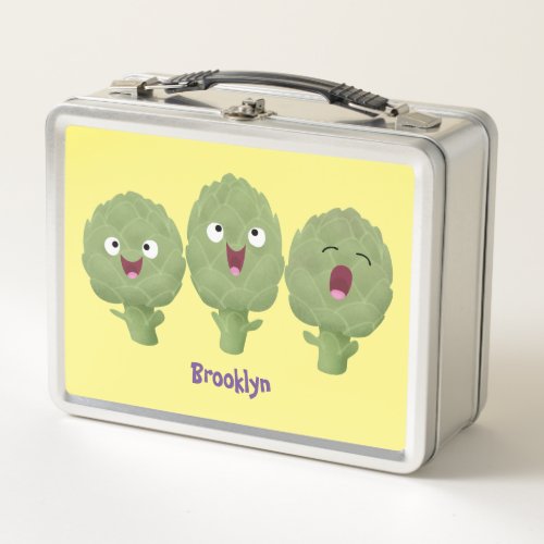 Cute singing artichokes vegetable cartoon metal lunch box