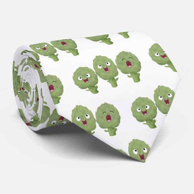 Cute singing artichokes vegetable cartoon neck tie (Rolled)