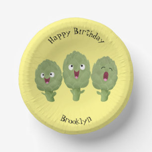 Cute singing artichokes vegetable cartoon paper bowls