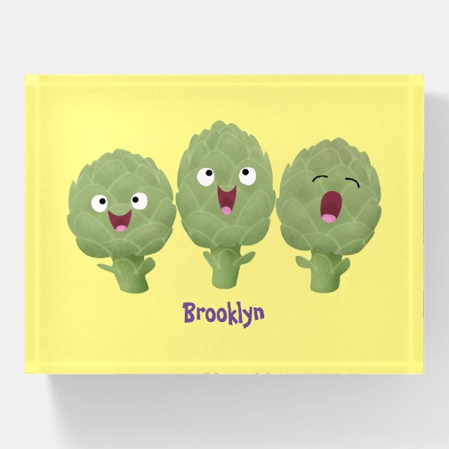 Cute singing artichokes vegetable cartoon paperweight (Front)