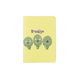 Cute singing artichokes vegetable cartoon passport holder