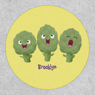 Cute singing artichokes vegetable cartoon patch