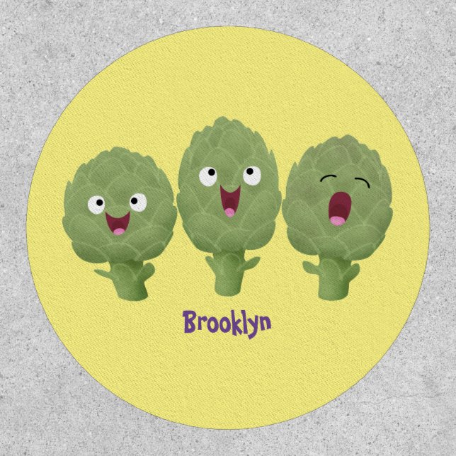Cute singing artichokes vegetable cartoon patch (Front)