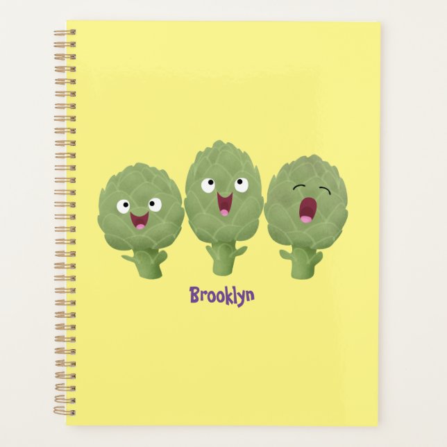 Cute singing artichokes vegetable cartoon planner (Front)