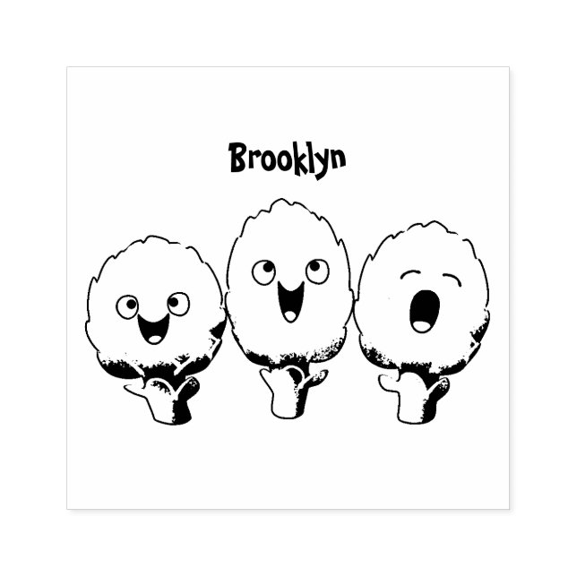 Cute singing artichokes vegetable cartoon rubber stamp (Imprint)