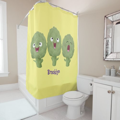 Cute singing artichokes vegetable cartoon shower curtain