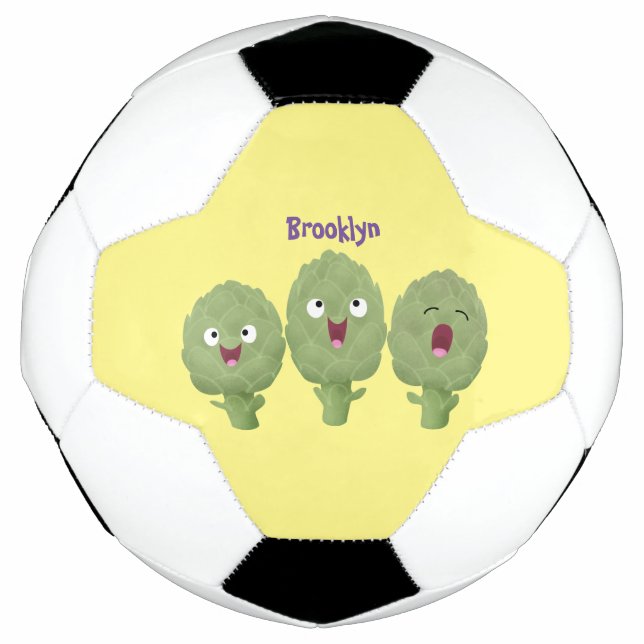 Cute singing artichokes vegetable cartoon soccer ball (Front)