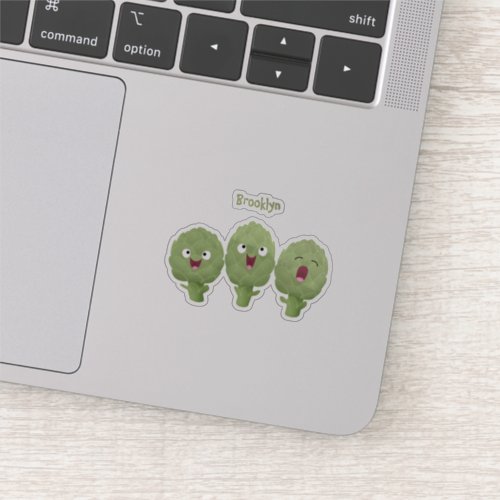 Cute singing artichokes vegetable cartoon sticker