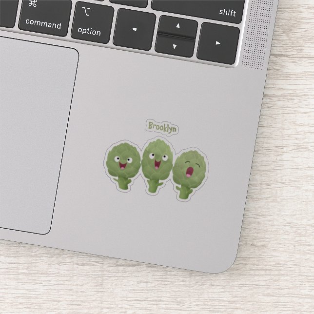 Cute singing artichokes vegetable cartoon sticker (Detail)