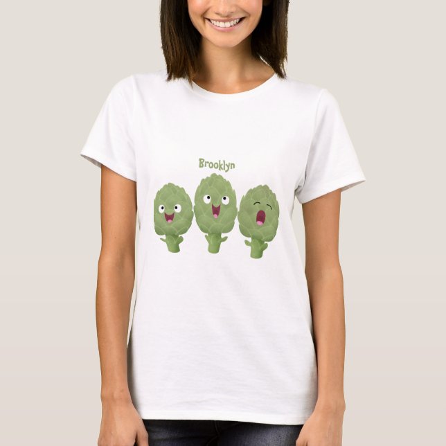 Cute singing artichokes vegetable cartoon T-Shirt (Front)