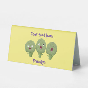 Cute singing artichokes vegetable cartoon table tent