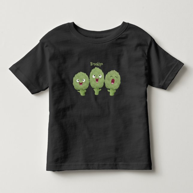 Cute singing artichokes vegetable cartoon toddler t-shirt (Front)