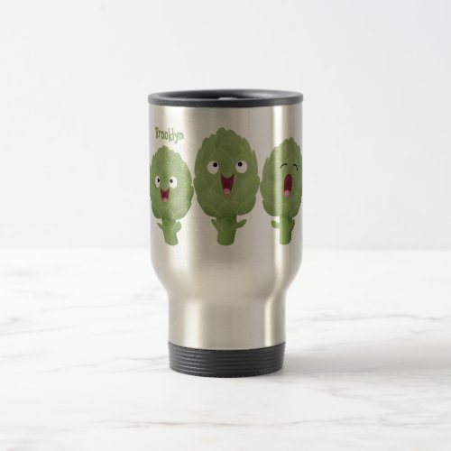 Cute singing artichokes vegetable cartoon travel mug