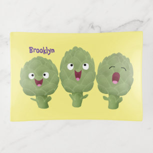 Cute singing artichokes vegetable cartoon trinket tray