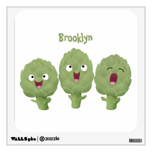 Cute singing artichokes vegetable cartoon wall decal