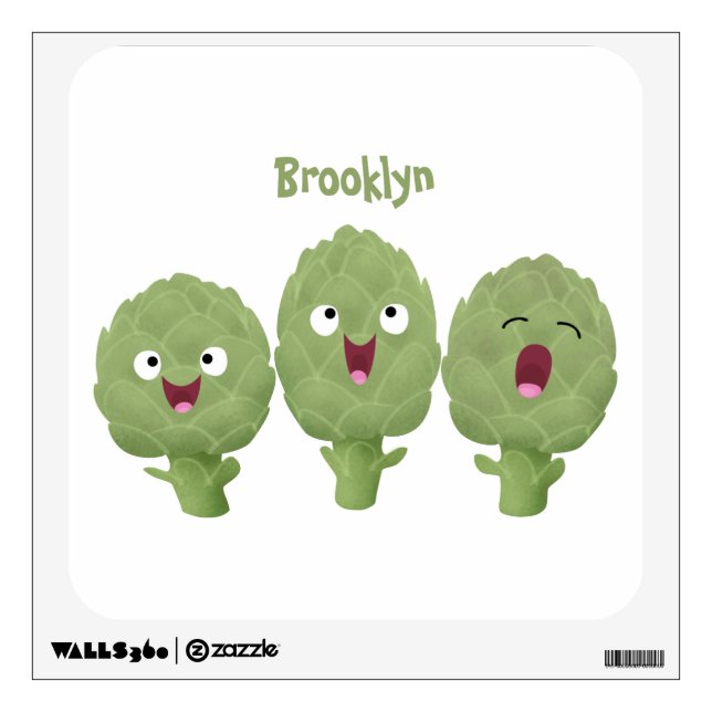 Cute singing artichokes vegetable cartoon wall decal (Front)