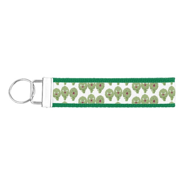 Cute singing artichokes vegetable cartoon  wrist keychain (Keys on Left)