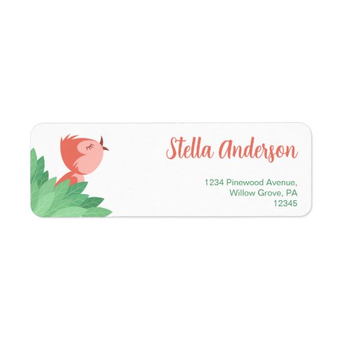 Cute Singing Bird Chick Return Address Label