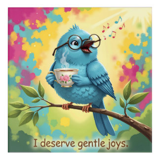  Cute Singing Blue Bird Acrylic Wall Art