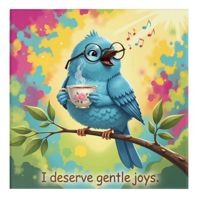  Cute Singing Blue Bird Acrylic Wall Art (Front)