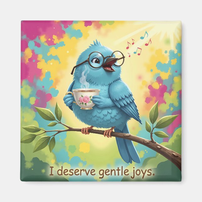Cute Singing Blue Bird Magnet (Front)