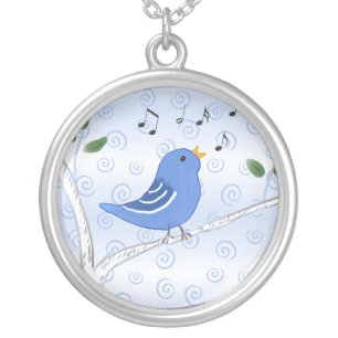 Cute Singing Blue Bird Necklace