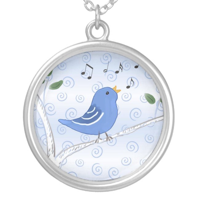 Cute Singing Blue Bird Necklace (Front)