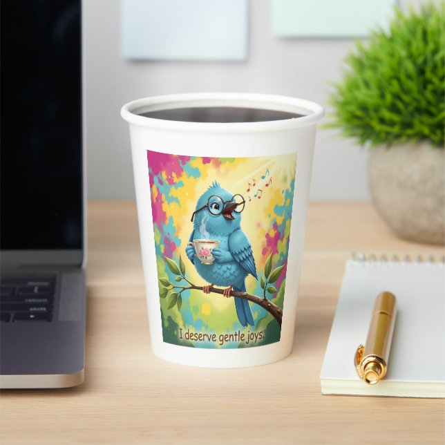 Cute Singing Blue Bird Paper cup (Insitu)
