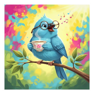   Cute Singing Blue Bird Photo Enlargement Print