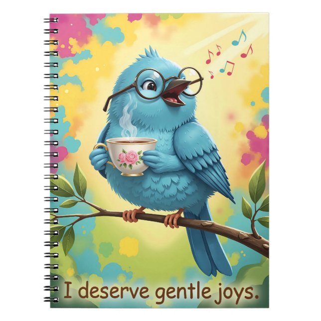 Cute Singing Blue Bird Spiral Photo Notebook   (Front)