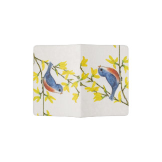 Cute Singing Blue Bird Tree Branch Passport Holder